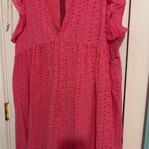 Pink Eyelet Romper L/XL cotton